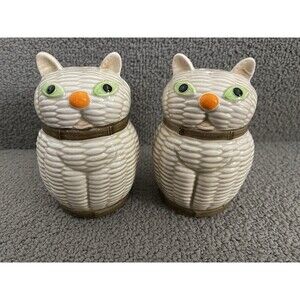 Vintage Ceramic Retro Cat Salt Pepper Shakers Made in Japan